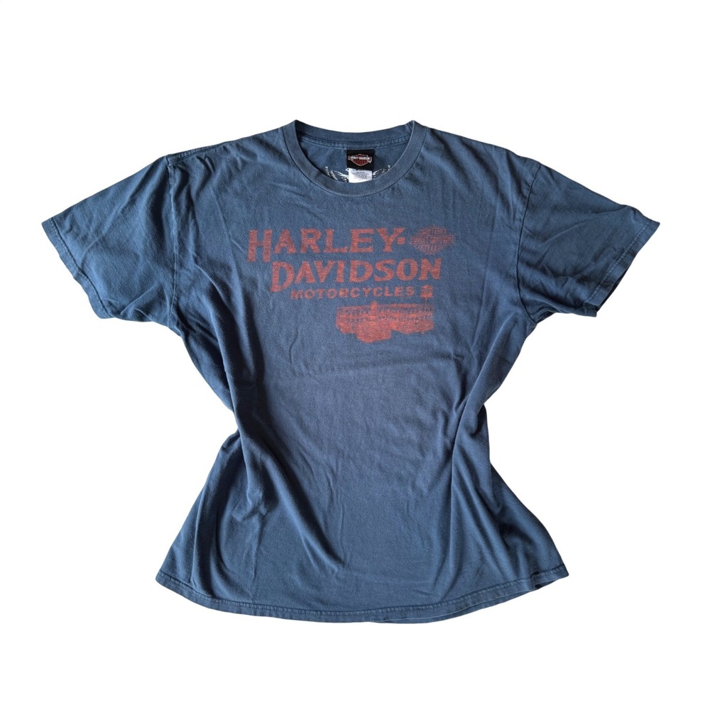 Harley Davidson Black Wolf Bristol VA T-Shirt Blue Mens XL 2015 Biker Tee